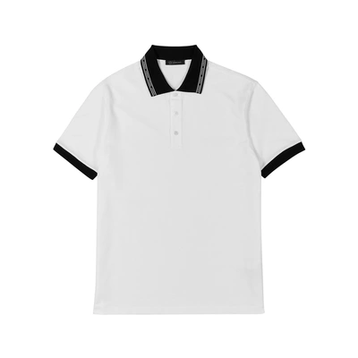 Shop Versace Monochrome Piqué Cotton Polo Shirt In White