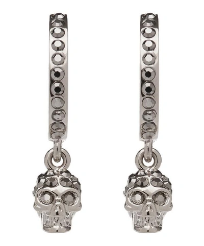 Shop Alexander Mcqueen Silver-tone Mini Creole Skull Hoop Earrings