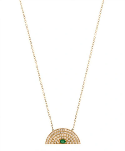 Shop Andrea Fohrman Gold Diamond And Emerald Medium Rainbow Necklace