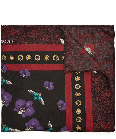 Shop Simon Carter Scarab Orchid Pocket Square In Red