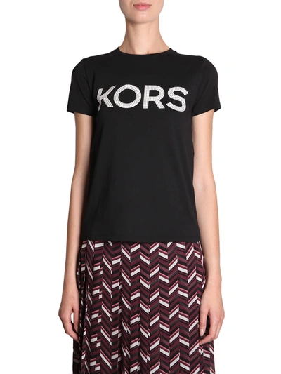 Shop Michael Michael Kors T-shirt With Studded Logo In Nero