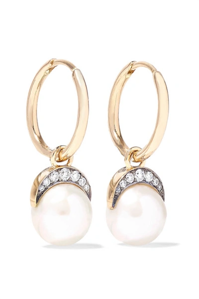 Shop Noor Fares Mala 18-karat Gold, Pearl And Diamond Earrings