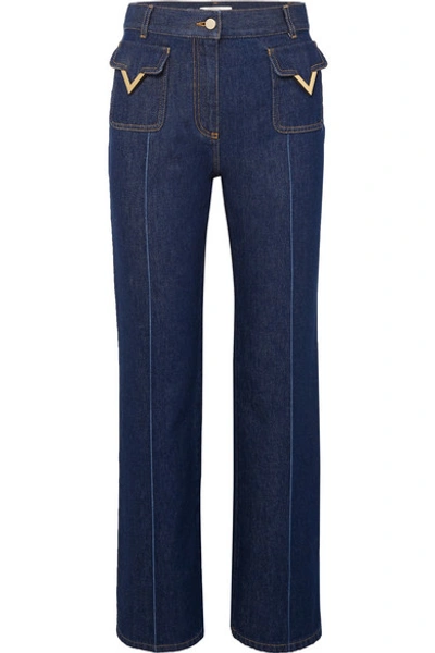 Shop Valentino High-rise Straight-leg Jeans In Indigo