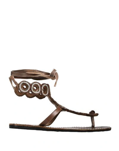 Shop Laidback London Toe Strap Sandals In Cocoa