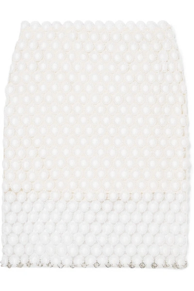 Shop Paco Rabanne Crocheted Midi Skirt In White