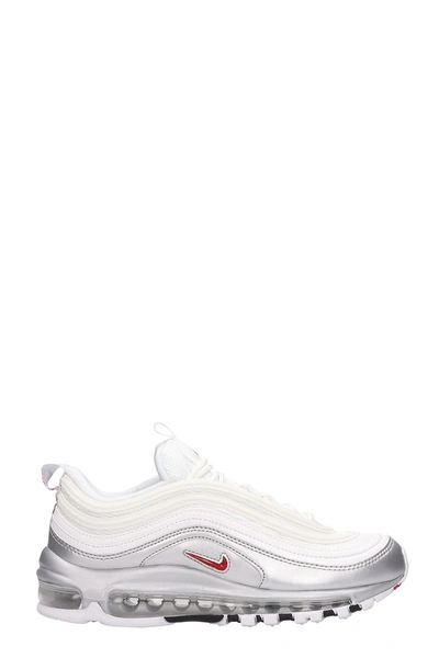 Shop Nike Air Max 97 Qs White-silver Cotton Sneakers