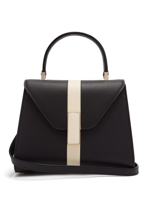 Valextra Iside Striped Grained-Leather Handbag In Black White | ModeSens
