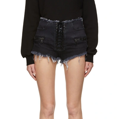 Shop Ben Taverniti Unravel Project Unravel Black Denim Lace-up Shorts