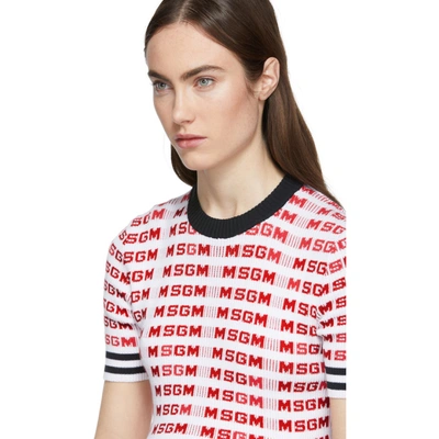 Shop Msgm White All Over Logo Sweater In 01 White