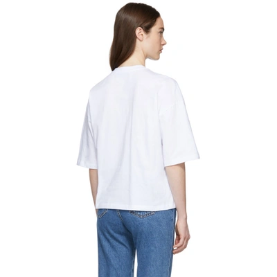 Shop Msgm White Sequin Logo T-shirt In 01 White