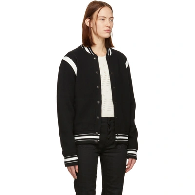 Shop Givenchy Black & White Wool 4g Bomber Jacket