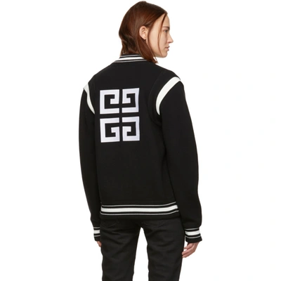 Shop Givenchy Black & White Wool 4g Bomber Jacket