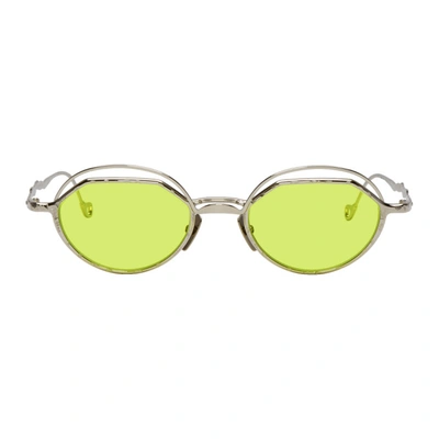 Shop Kuboraum Silver And Green H70 Si Sunglasses In Acid Green