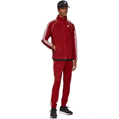 Shop Adidas Originals Red Sst Windbreaker Jacket In Power Red