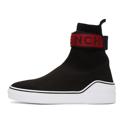 Shop Givenchy Black & Red George V Sock High-top Sneakers