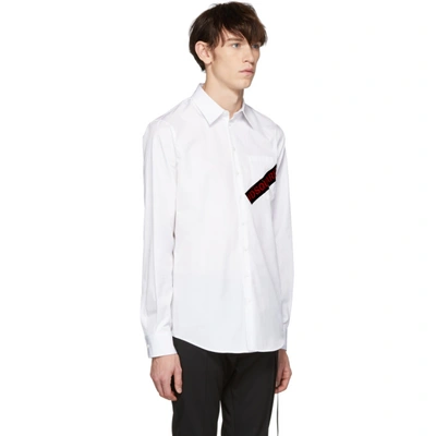 Shop Dsquared2 White Punk Logo Tape Carpenter Shirt In 100 White