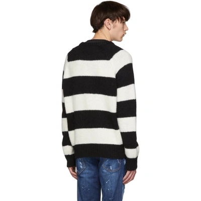 Shop Dsquared2 Black And White Striped Crewneck Sweater In 961 Blk/wht