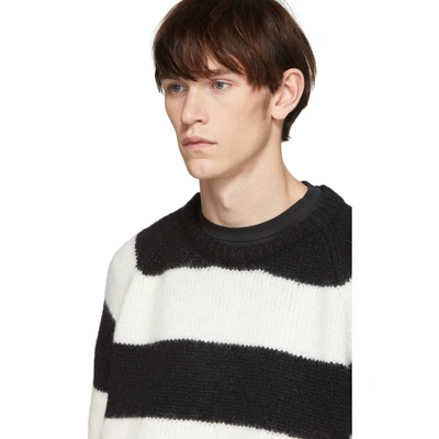Shop Dsquared2 Black And White Striped Crewneck Sweater In 961 Blk/wht