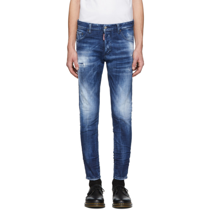 Dsquared2 Blue Army Fade Wash Skinny Dan Jeans In 470 Blue | ModeSens