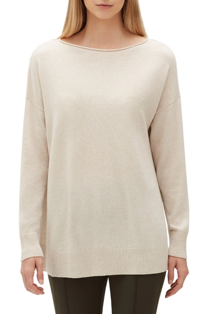 Shop Lafayette 148 Relaxed Cashmere Sweater In Oatmeal Melange
