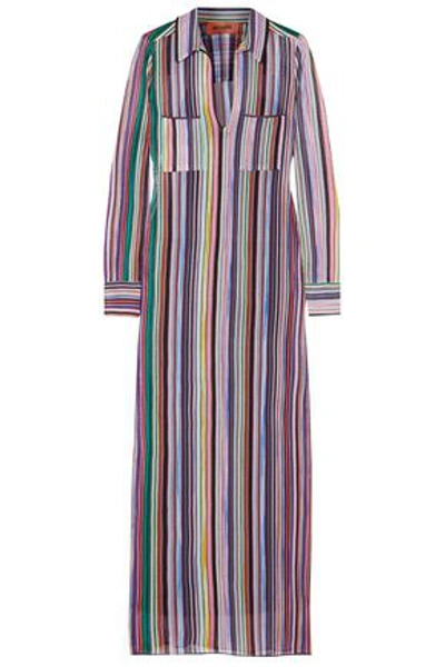Shop Missoni Woman Striped Crochet-knit Maxi Dress Multicolor