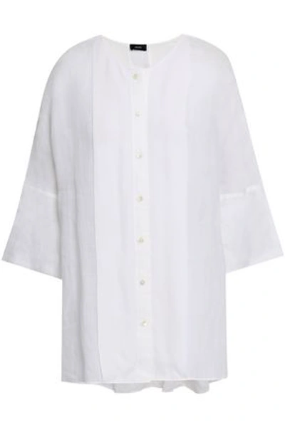 Shop Joseph Crepe De Chine-paneled Ramie-voile Tunic In White