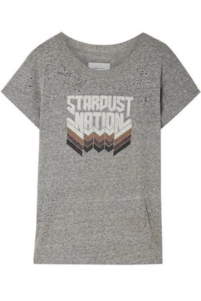 Shop Current Elliott Current/elliott Woman Printed Stretch-jersey T-shirt Gray