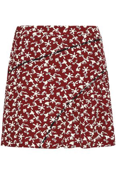 Shop Ba&sh Jupe Printed Crepe Mini Skirt In Merlot
