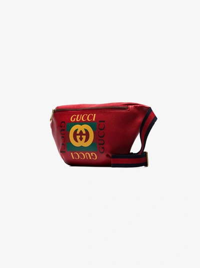 Shop Gucci Red Leather Logo Cross Body Belt Bag In 6463- Red