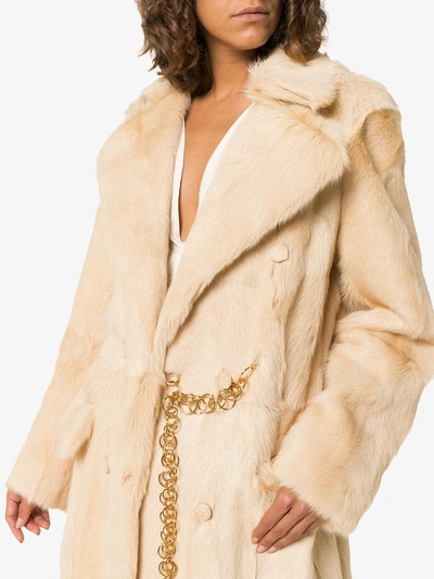 Shop Chloé Long Shearling Coat In Neutrals