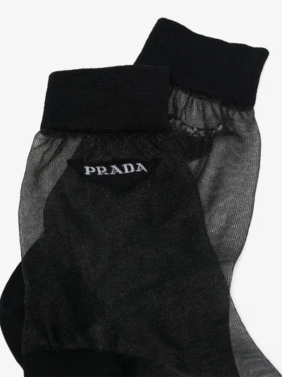 Shop Prada Logo Sock In Black