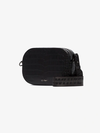 Shop Off-white Black Crocodile Embossed Leather Camera Bag