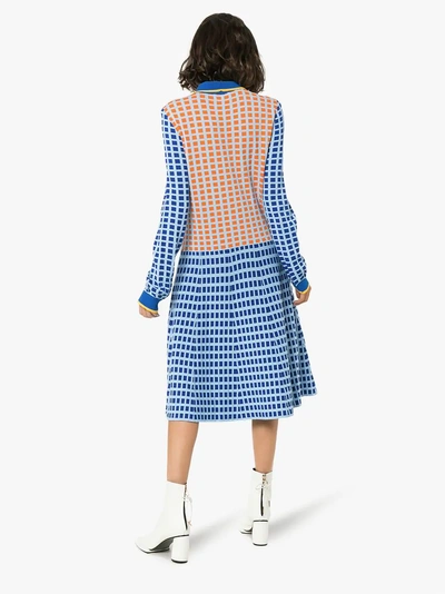 Shop I Am Chen I-am-chen Colour Block Patterned Shirt Dress In Blue