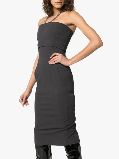 Shop Rick Owens Strapless Fitted Cotton Blend Dress In Blujay