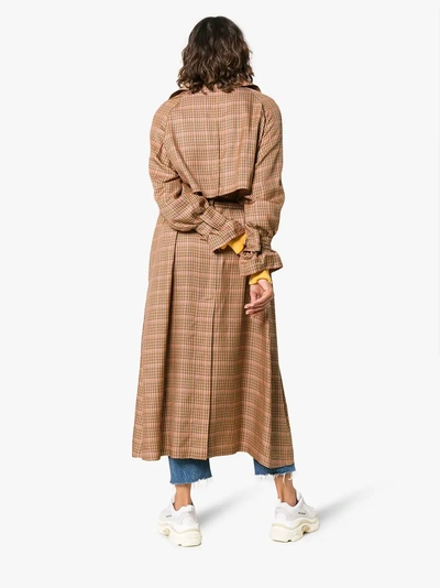 Shop Golden Goose Deluxe Brand Vela Checked And Belted Trench Coat In Brown