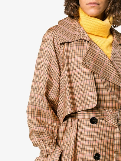 Shop Golden Goose Deluxe Brand Vela Checked And Belted Trench Coat In Brown