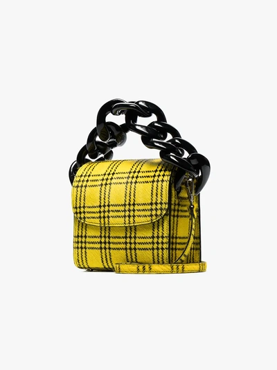 Shop Marques' Almeida Marques'almeida Mini-tasche Mit Schottenkaro In Yellow/orange