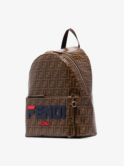 Shop Fendi Mens Brown  Mens Mania Double F Logo Backpack