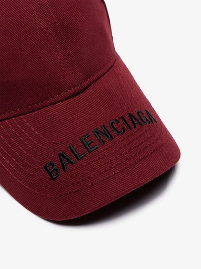 Shop Balenciaga Burgundy Logo Cap In 6160 Burgundy