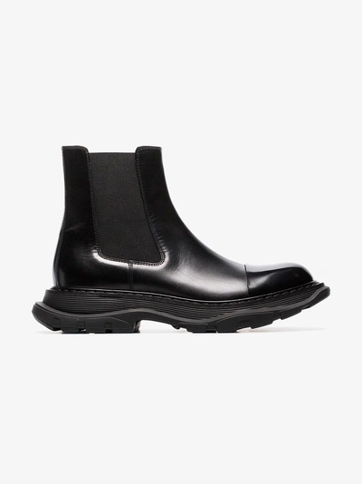 Shop Alexander Mcqueen Chunky Soled Leather Chelsea Boots In 1000 Black