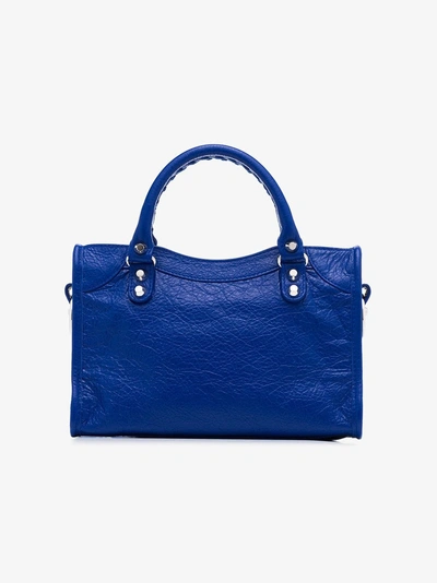 Shop Balenciaga Blue City Mini Leather Shoulder Bag