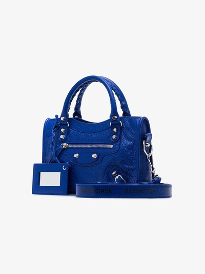 Shop Balenciaga Blue City Mini Leather Shoulder Bag