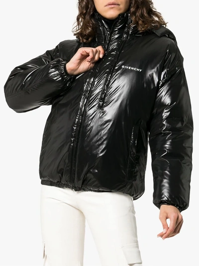 Shop Givenchy Front Logo Multi Zip Puffer Jacket In 001 Black