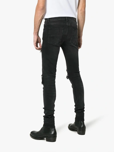 Shop Amiri Mx1 Distressed Bandana Detail Slim Fit Jeans In Mx1 Black