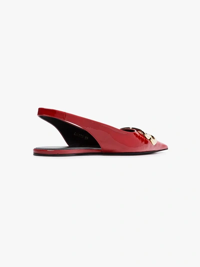 Shop Balenciaga Red Bb Flat Leather Slingback Pumps In 6420 - Red