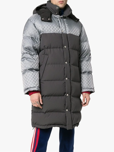 Shop Gucci Padded Feather Down Coat In Grey