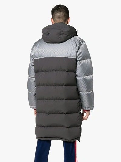Shop Gucci Padded Feather Down Coat In Grey
