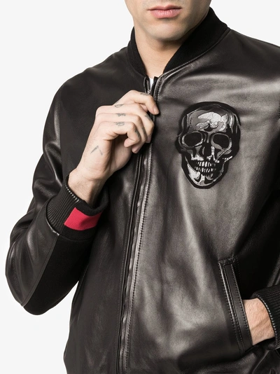 Shop Alexander Mcqueen Skull Embossed Bomber Jacket In Black