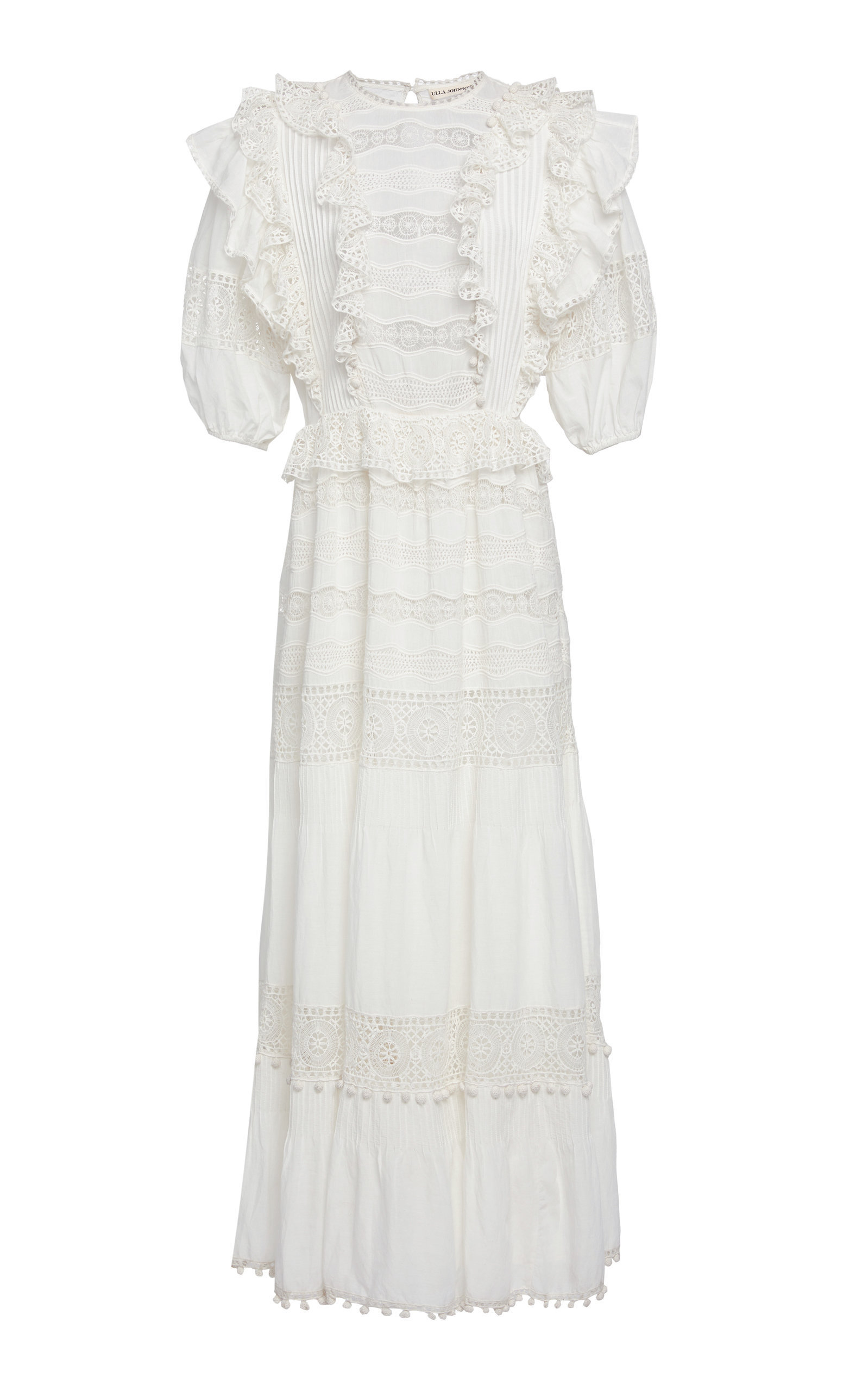 Ulla Johnson Guinivere Ruffled Cotton-blend Maxi Dress In White | ModeSens