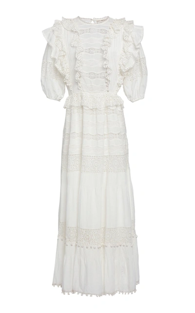 Shop Ulla Johnson Guinivere Ruffled Cotton-blend Maxi Dress In White